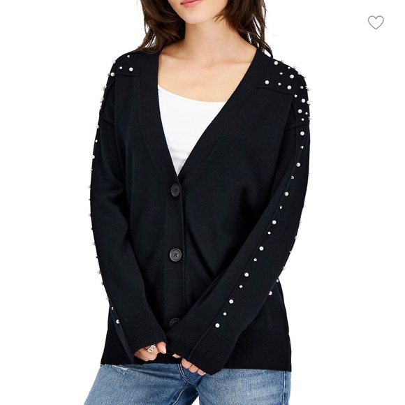 I.N.C International Pearl Studded Cardigan - Picture 1 of 2